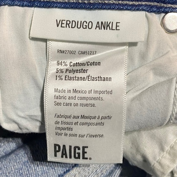 PAIGE Verdugo Ankle Jeans Women's 27 Midtown Frayed Hem Denim Mid Rise - Picture 11 of 13